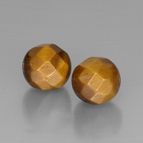 13.00 ct Brown Tiger's Eye Gemstone, Tiger's Eye Gem in Drilled Faceted Sphere Shape for Sale.
