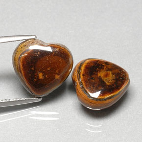 19.33 ct Multicolor Tiger's Eye Gemstone, Tiger's Eye Gem in Heart Cabochon with Hole Shape for Sale.