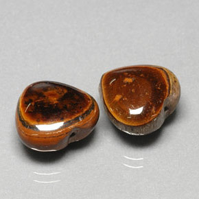 19.33 ct Multicolor Tiger's Eye Stone, Natural Tiger's Eye in Heart Cabochon with Hole Shape for Sale