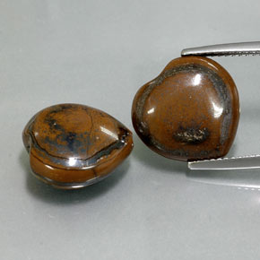 19.29 ct Multicolor Tiger's Eye Gemstone, Tiger's Eye Gem in Heart Cabochon with Hole Shape for Sale.