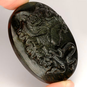 122.90 ct Multicolor Tiger's Eye Stone, Natural Tiger's Eye in Medusa Cameo Shape for Sale