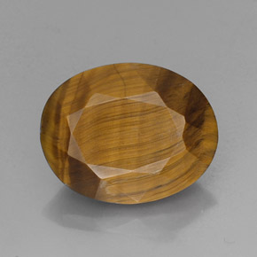 14.10 ct Brown Tiger's Eye Gemstone, Tiger's Eye Gem in Oval Facet Shape for Sale.