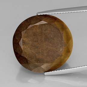 20.85 ct Brown Tiger's Eye Gemstone, Tiger's Eye Gem in Oval Facet Shape for Sale.
