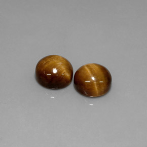 4.65 ct Brown Tiger's Eye Gemstone, Tiger's Eye Gem in Round Cabochon Shape for Sale.
