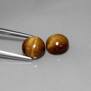 4.65 ct Brown Tiger's Eye Stone, Natural Tiger's Eye in Round Cabochon Shape for Sale