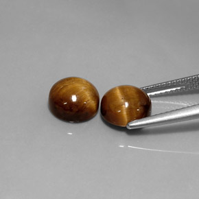 Tiger's Eye Gemstone in 8 mm (calibrated) Size for Sale, Tiger's Eye Stone in Gold Brown Color