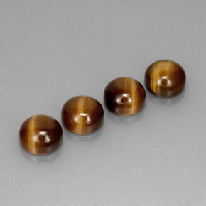 9.38 ct Brown Tiger's Eye Gemstone, Tiger's Eye Gem in Round Cabochon Shape for Sale.