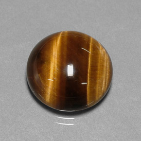 11.38 ct Brown Tiger's Eye Gemstone, Tiger's Eye Gem in Round Cabochon Shape for Sale.
