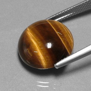 Tiger's Eye Gemstone in 14.9 mm Size for Sale, Tiger's Eye Stone in Gold Brown Color