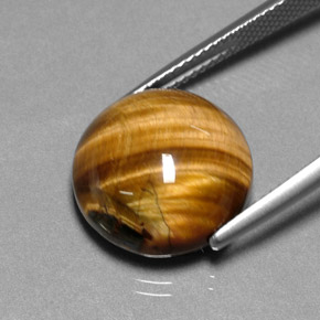 Tiger's Eye Gemstone in 14.8 mm Size for Sale, Tiger's Eye Stone in Gold Brown Color