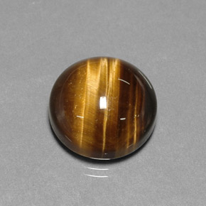 12.84 ct Brown Tiger's Eye Gemstone, Tiger's Eye Gem in Round Cabochon Shape for Sale.