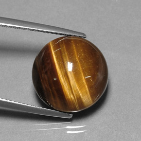 12.84 ct Brown Tiger's Eye Stone, Natural Tiger's Eye in Round Cabochon Shape for Sale