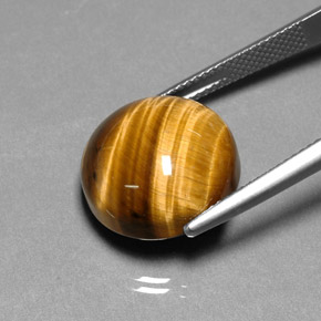 Tiger's Eye Gemstone in 15 mm Size for Sale, Tiger's Eye Stone in Gold Brown Color