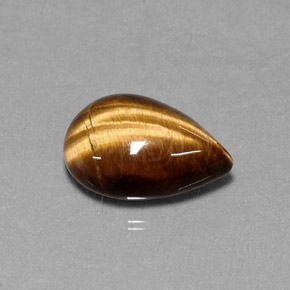 5.33 ct Brown Tiger's Eye Gemstone, Tiger's Eye Gem in Pear Cabochon Shape for Sale.
