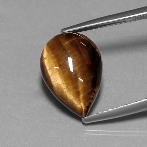 5.33 ct Brown Tiger's Eye Stone, Natural Tiger's Eye in Pear Cabochon Shape for Sale