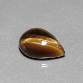 5.17 ct Brown Tiger's Eye Gemstone, Tiger's Eye Gem in Pear Cabochon Shape for Sale.