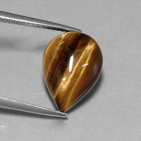 5.17 ct Brown Tiger's Eye Stone, Natural Tiger's Eye in Pear Cabochon Shape for Sale