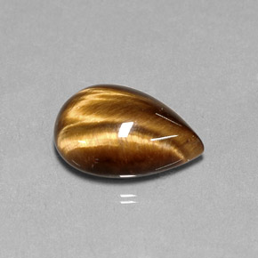 5.36 ct Brown Tiger's Eye Gemstone, Tiger's Eye Gem in Pear Cabochon Shape for Sale.