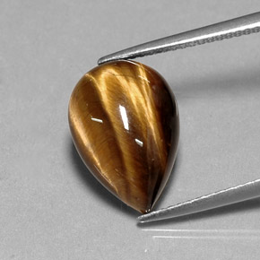 5.36 ct Brown Tiger's Eye Stone, Natural Tiger's Eye in Pear Cabochon Shape for Sale