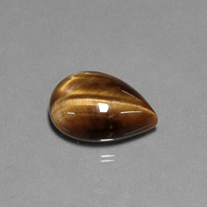 5.55 ct Brown Tiger's Eye Gemstone, Tiger's Eye Gem in Pear Cabochon Shape for Sale.