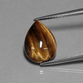5.55 ct Brown Tiger's Eye Stone, Natural Tiger's Eye in Pear Cabochon Shape for Sale