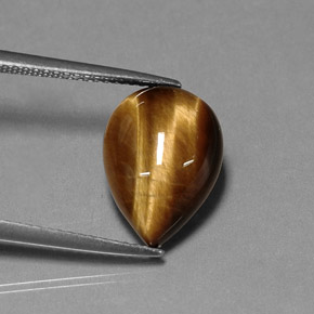 5.16 ct Brown Tiger's Eye Stone, Natural Tiger's Eye in Pear Cabochon Shape for Sale