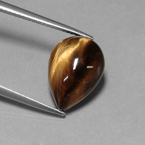 5.31 ct Brown Tiger's Eye Stone, Natural Tiger's Eye in Pear Cabochon Shape for Sale