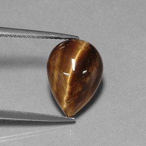 5.18 ct Brown Tiger's Eye Stone, Natural Tiger's Eye in Pear Cabochon Shape for Sale
