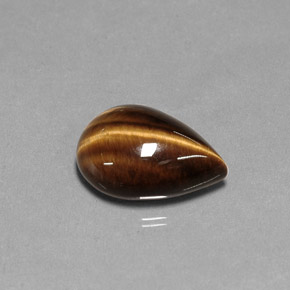 5.27 ct Brown Tiger's Eye Gemstone, Tiger's Eye Gem in Pear Cabochon Shape for Sale.