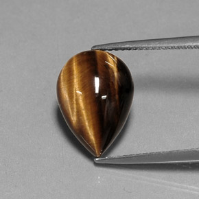 5.27 ct Brown Tiger's Eye Stone, Natural Tiger's Eye in Pear Cabochon Shape for Sale