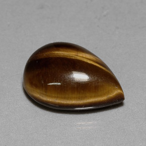 5.23 ct Brown Tiger's Eye Gemstone, Tiger's Eye Gem in Pear Cabochon Shape for Sale.