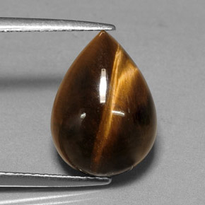 5.23 ct Brown Tiger's Eye Stone, Natural Tiger's Eye in Pear Cabochon Shape for Sale