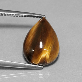 5.18 ct Brown Tiger's Eye Stone, Natural Tiger's Eye in Pear Cabochon Shape for Sale