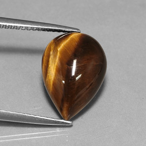 5.02 ct Brown Tiger's Eye Stone, Natural Tiger's Eye in Pear Cabochon Shape for Sale