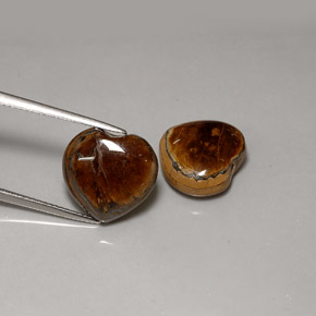 17.20 ct Brown Tiger's Eye Gemstone, Tiger's Eye Gem in Heart Cabochon with Hole Shape for Sale.
