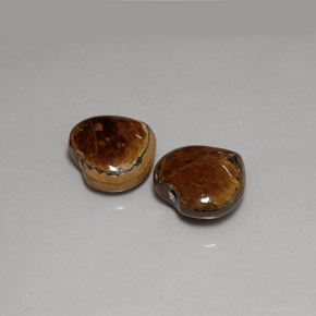 17.20 ct Brown Tiger's Eye Stone, Natural Tiger's Eye in Heart Cabochon with Hole Shape for Sale