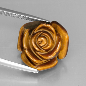 12.37 ct Multicolor Tiger's Eye Gemstone, Tiger's Eye Gem in Carved Rose with Hole Shape for Sale.