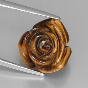 13.03 ct Multicolor Tiger's Eye Gemstone, Tiger's Eye Gem in Carved Rose with Hole Shape for Sale.