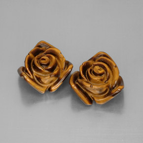 24.57 ct Brown Tiger's Eye Gemstone, Tiger's Eye Gem in Carved Rose with Hole Shape for Sale.