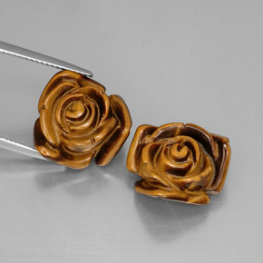 24.57 ct Brown Tiger's Eye Stone, Natural Tiger's Eye in Carved Rose with Hole Shape for Sale
