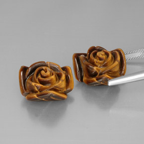 Tiger's Eye Gemstone in 16.3 x 15.5 mm Size for Sale, Tiger's Eye Stone in Gold Brown Color
