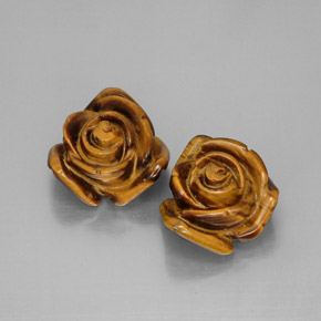 24.93 ct Brown Tiger's Eye Gemstone, Tiger's Eye Gem in Carved Rose with Hole Shape for Sale.