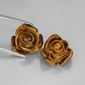 24.93 ct Brown Tiger's Eye Stone, Natural Tiger's Eye in Carved Rose with Hole Shape for Sale