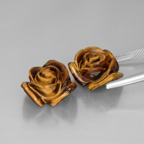 Tiger's Eye Gemstone in 16.4 x 15.8 mm Size for Sale, Tiger's Eye Stone in Gold Brown Color