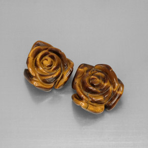 21.17 ct Brown Tiger's Eye Gemstone, Tiger's Eye Gem in Carved Rose with Hole Shape for Sale.