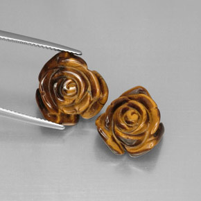 21.17 ct Brown Tiger's Eye Stone, Natural Tiger's Eye in Carved Rose with Hole Shape for Sale