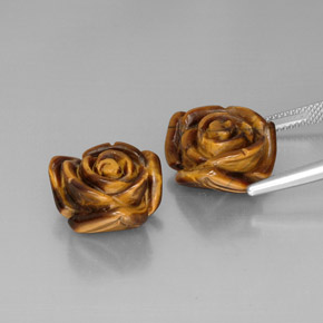 Tiger's Eye Gemstone in 15.1 x 15 mm Size for Sale, Tiger's Eye Stone in Gold Brown Color