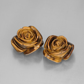 25.10 ct Brown Tiger's Eye Gemstone, Tiger's Eye Gem in Carved Rose with Hole Shape for Sale.