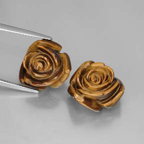 25.10 ct Brown Tiger's Eye Stone, Natural Tiger's Eye in Carved Rose with Hole Shape for Sale