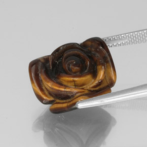 Tiger's Eye Gemstone in 15.6 x 15.2 mm Size for Sale, Tiger's Eye Stone in Gold Brown Color